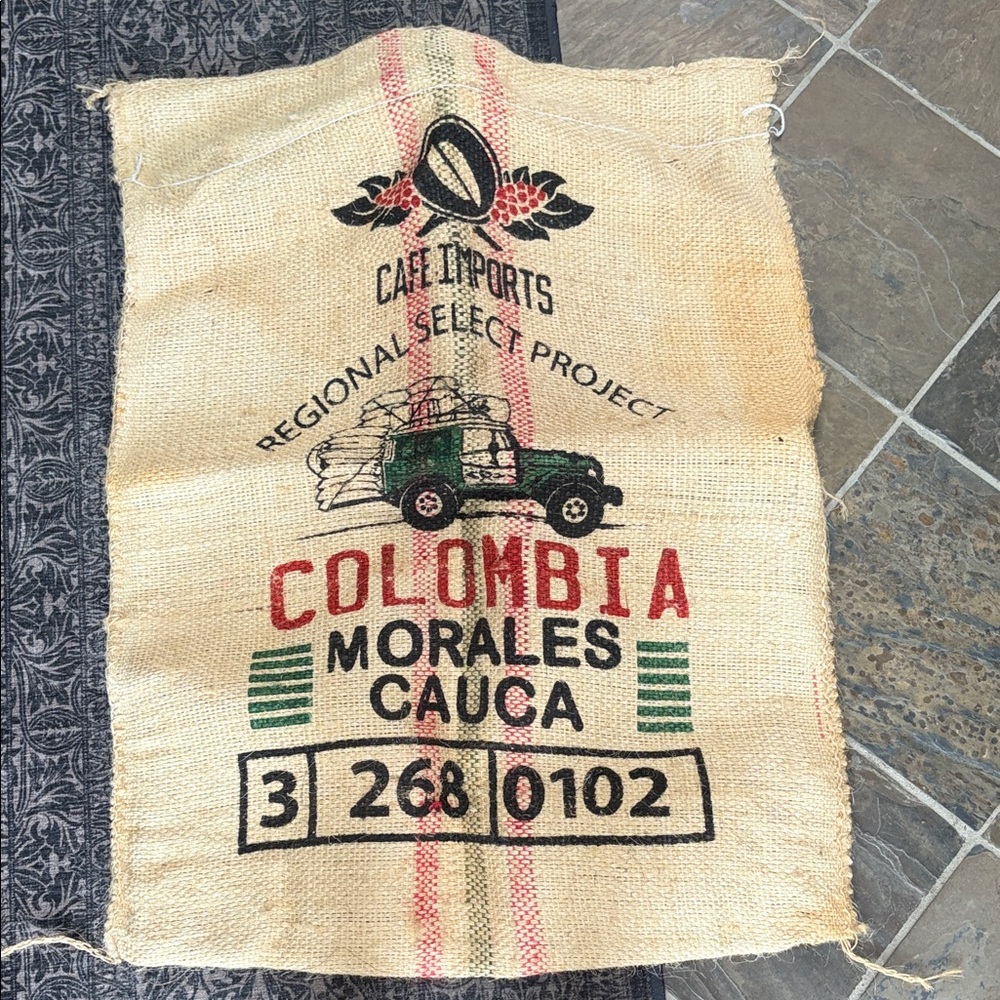 Authentic Cafe Imports Heavy Burlap Columbian Coffee Bag 4x4 Truck